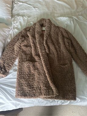 Wilfred Plush Teddy Jacket in Warm Brown